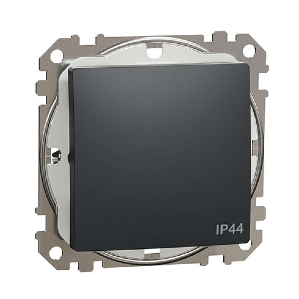 Выключатель одноклавишный проходной водонепроницаемый IP44 Schneider Electric Sedna Design Черный SDD214106